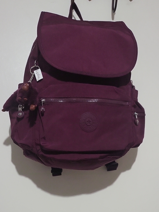 Kipling Handbags - New Kipling Deep Plum Backpack with Signature Monkey Keychain